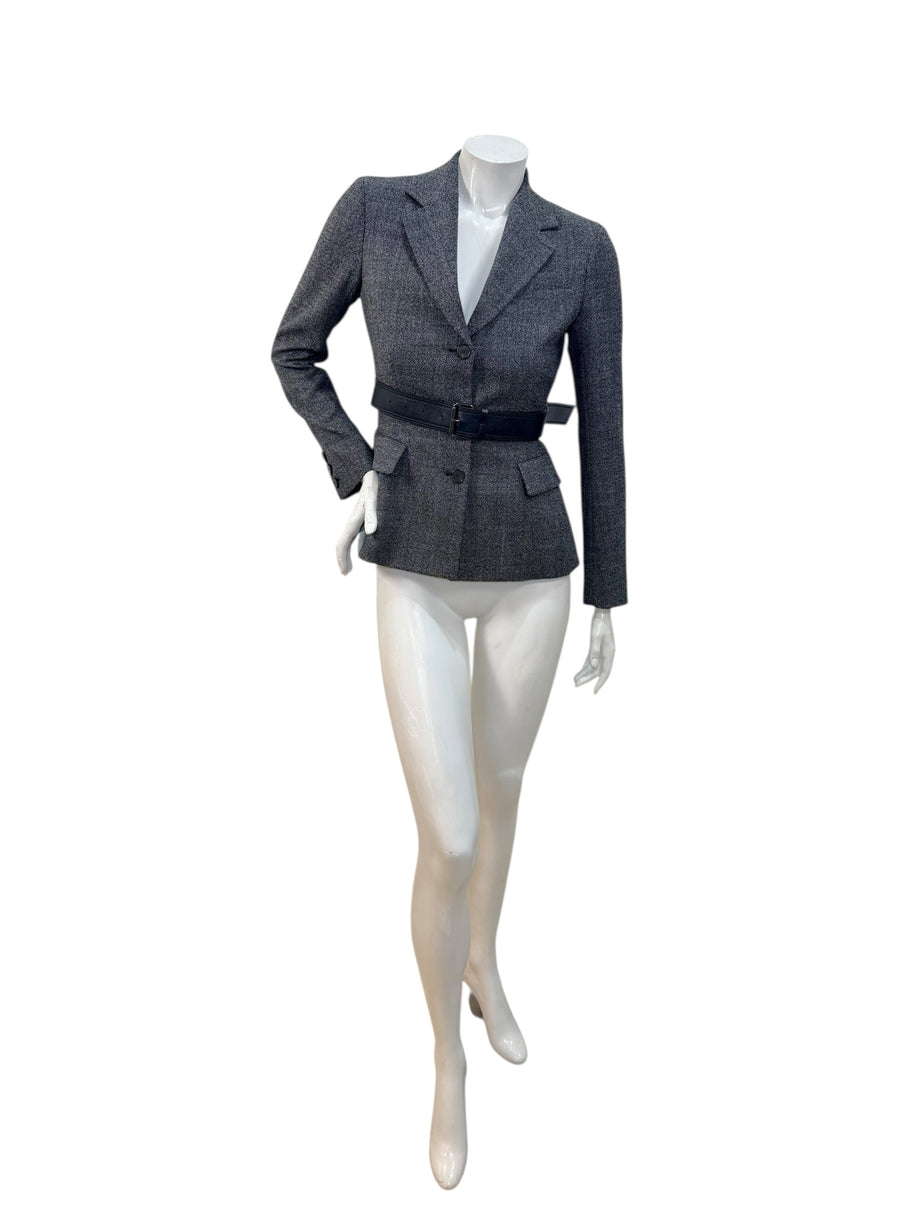 Christian Dior SS2011 3-Piece Wool Blazer, Removable Cape & Logo Belt Set FR36 | Galliano Era