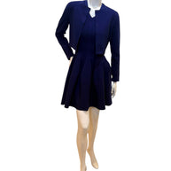 Alaïa Sculpted Knit Dress & Cropped Cardigan Set Blue IT 38 /40