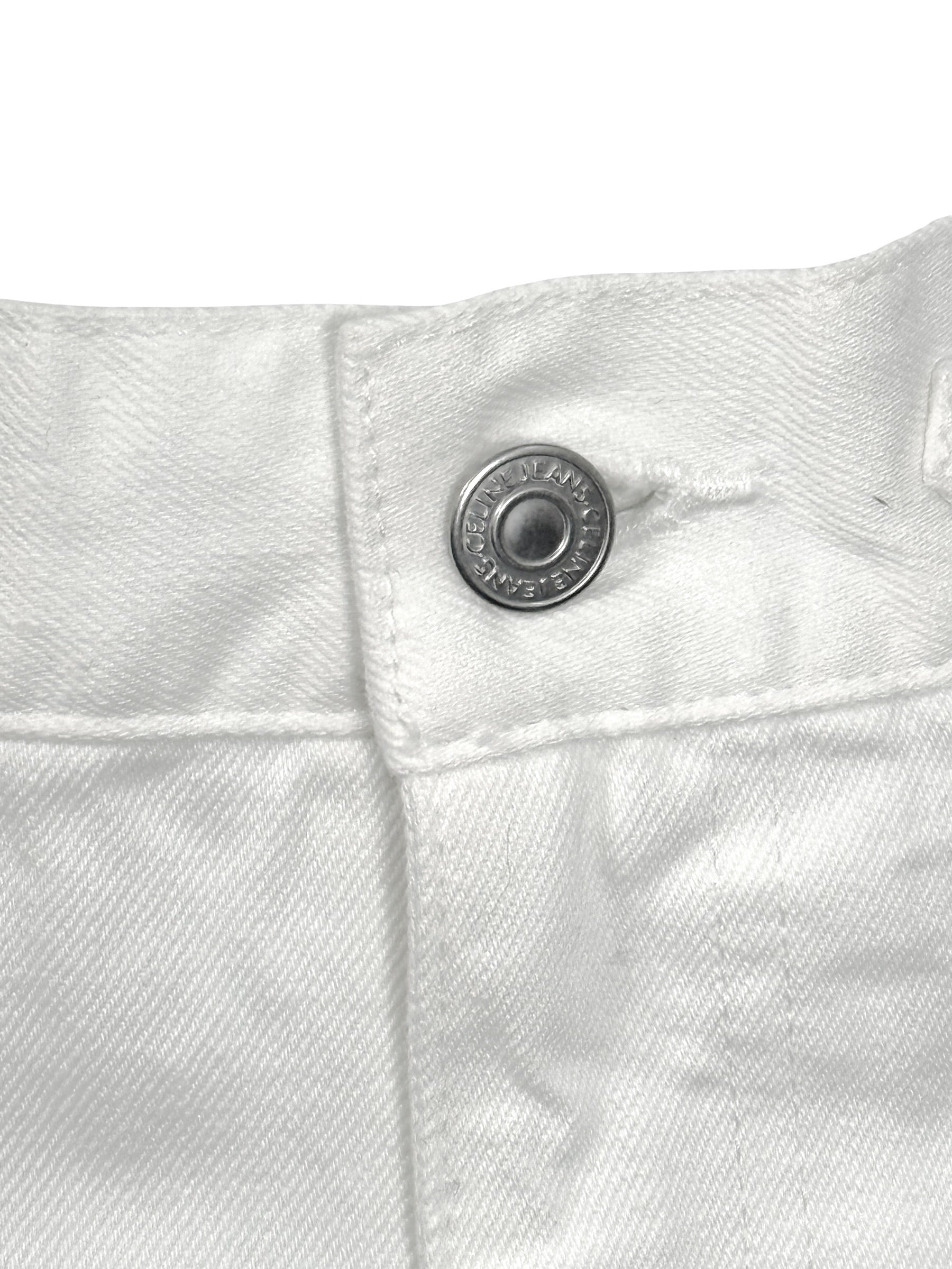 Celine White Cotton Denim Culotte Shorts Gold Hardware 28