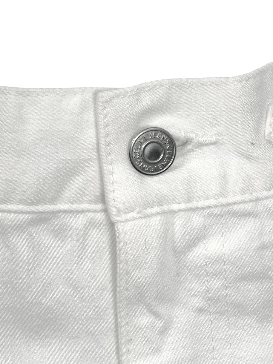 Celine White Cotton Denim Culotte Shorts Gold Hardware 28