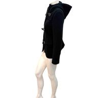 Burberry Black Wool Duffle Jacket with Hood Made in England (Early 2000s) S