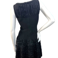 Alaïa Black Ribbed Knit Dress with Sculptural Ruffle Skirt | Size FR 38