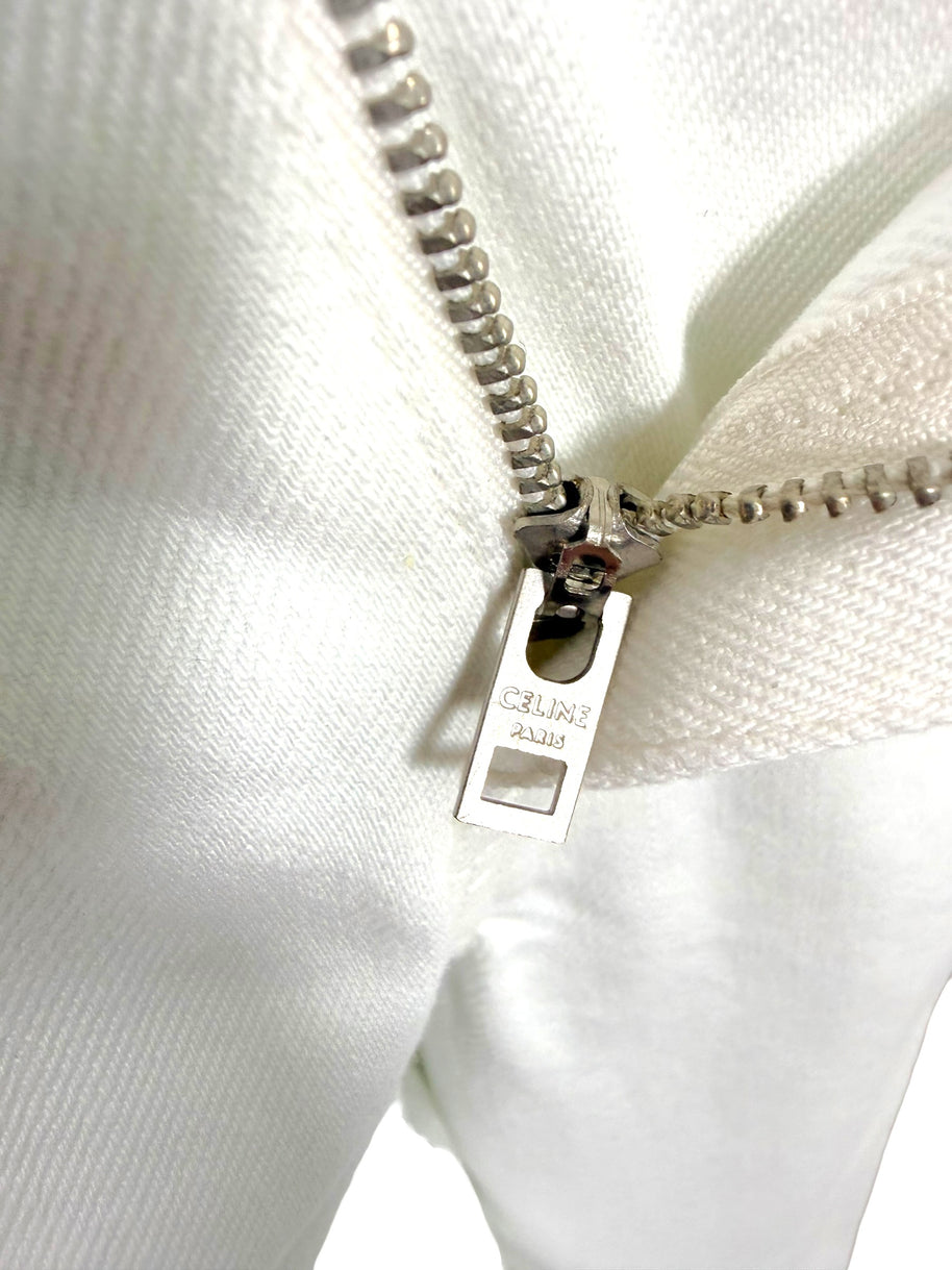 Celine White Cotton Denim Culotte Shorts Gold Hardware 28
