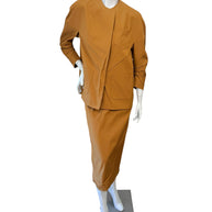 Prada SS2023 Camel Jacket & Pencil Skirt Set IT 38 | Sculpted Made in Italy
