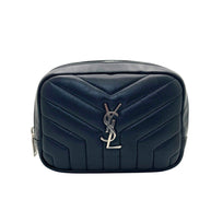 Saint Laurent Paris YSL Black Quilted Leather Mini Camera / Cosmetic Bag
