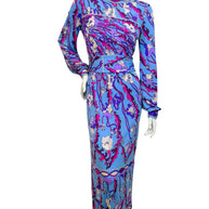 Vintage Emilio Pucci Psychedelic Print Long Sleeve Midi Dress | 1960s–1970s Italy