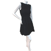 Alaïa Black Ribbed Knit Dress with Sculptural Ruffle Skirt | Size FR 38