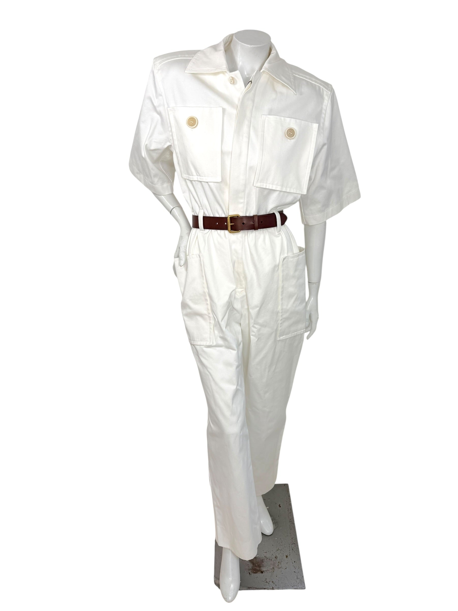 SAINT LAURENT 2023 White Utility Jumpsuit FR 36 NWT