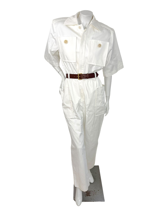 SAINT LAURENT 2023 White Utility Jumpsuit FR 36 NWT