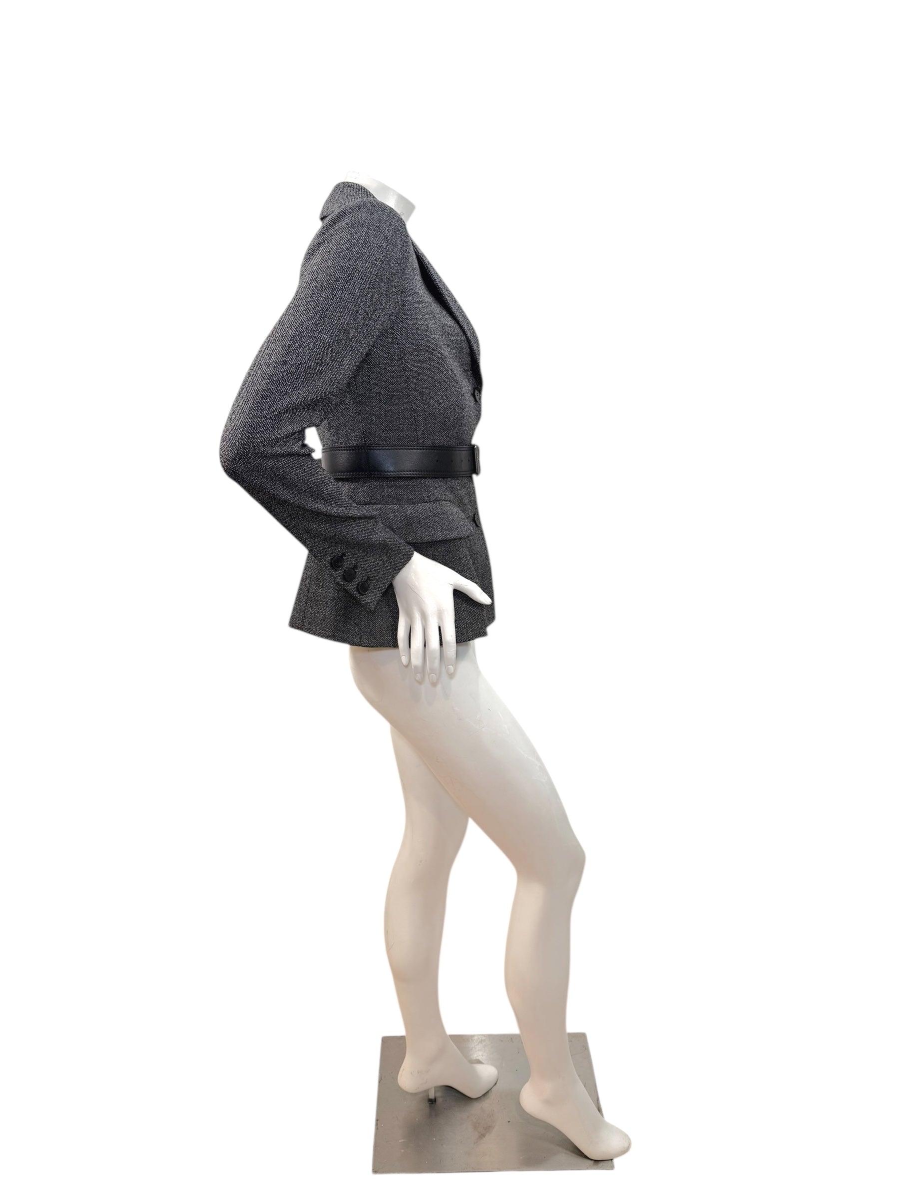 Christian Dior SS2011 3-Piece Wool Blazer, Removable Cape & Logo Belt Set FR36 | Galliano Era