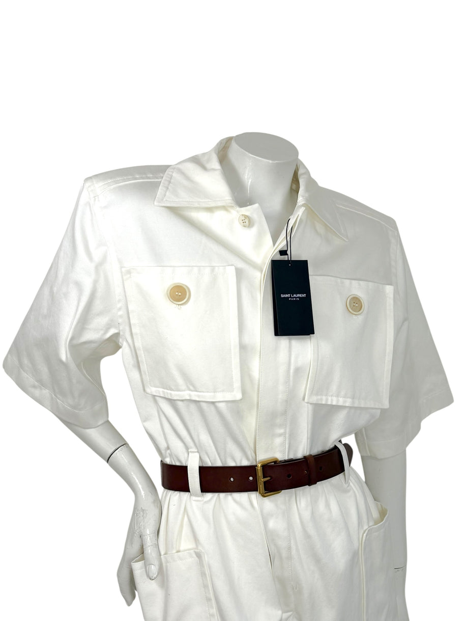 SAINT LAURENT 2023 White Utility Jumpsuit FR 36 NWT