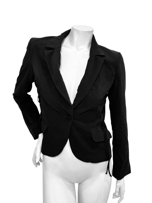 Love Moschino Black Tailored Jacket with Corset Lace-Up Sides IT 42 / US 6 (FW18/19)