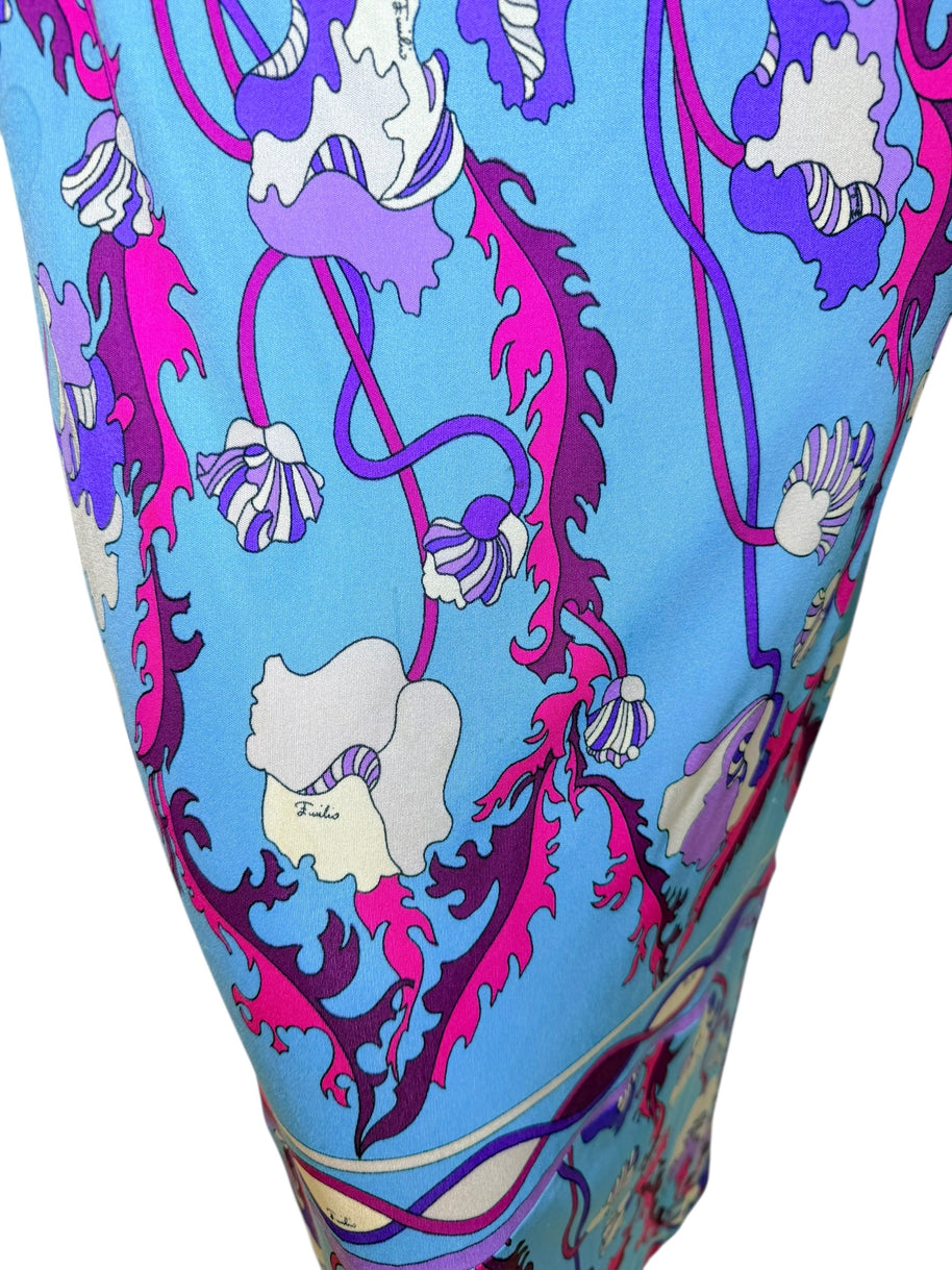 Vintage Emilio Pucci Psychedelic Print Long Sleeve Midi Dress | 1960s–1970s Italy