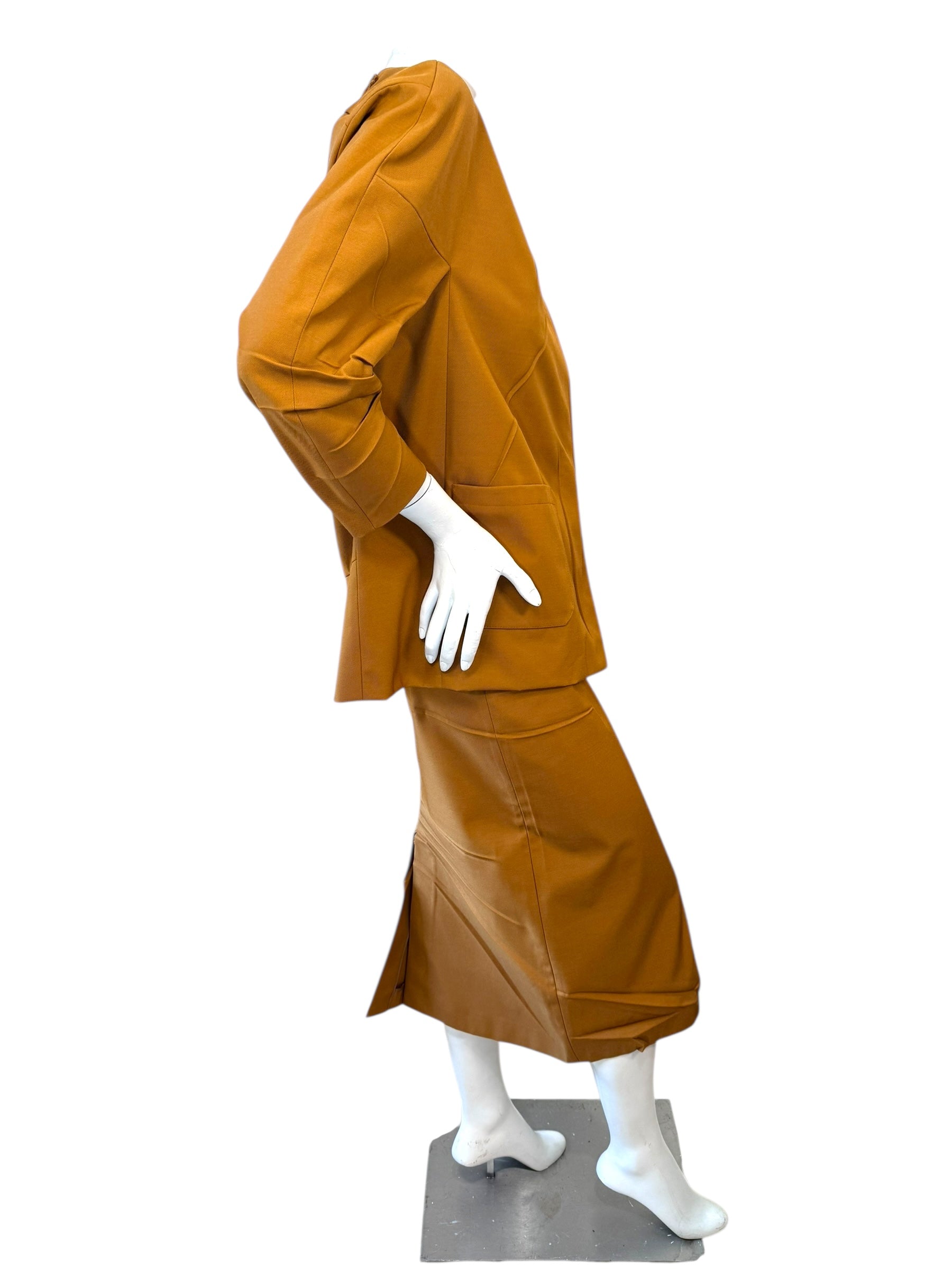 Prada SS2023 Camel Jacket & Pencil Skirt Set IT 38 | Sculpted Made in Italy