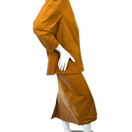 Prada SS2023 Camel Jacket & Pencil Skirt Set IT 38 | Sculpted Made in Italy