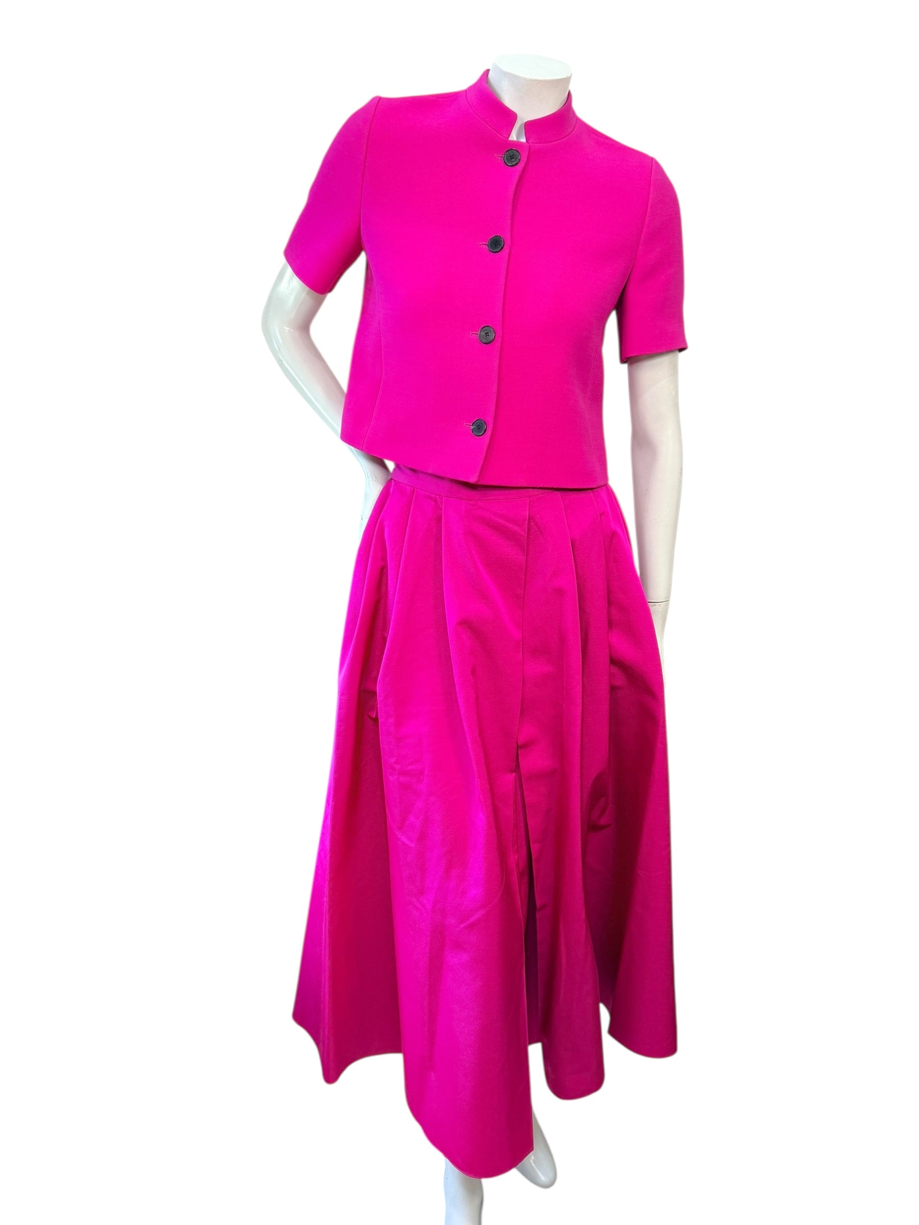 Christian Dior Fuchsia Wool Silk Skirt Suit Set 2023 Size FR36 US4