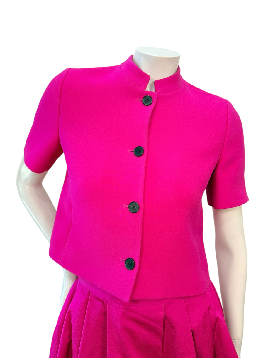 Christian Dior Fuchsia Wool Silk Skirt Suit Set 2023 Size FR36 US4