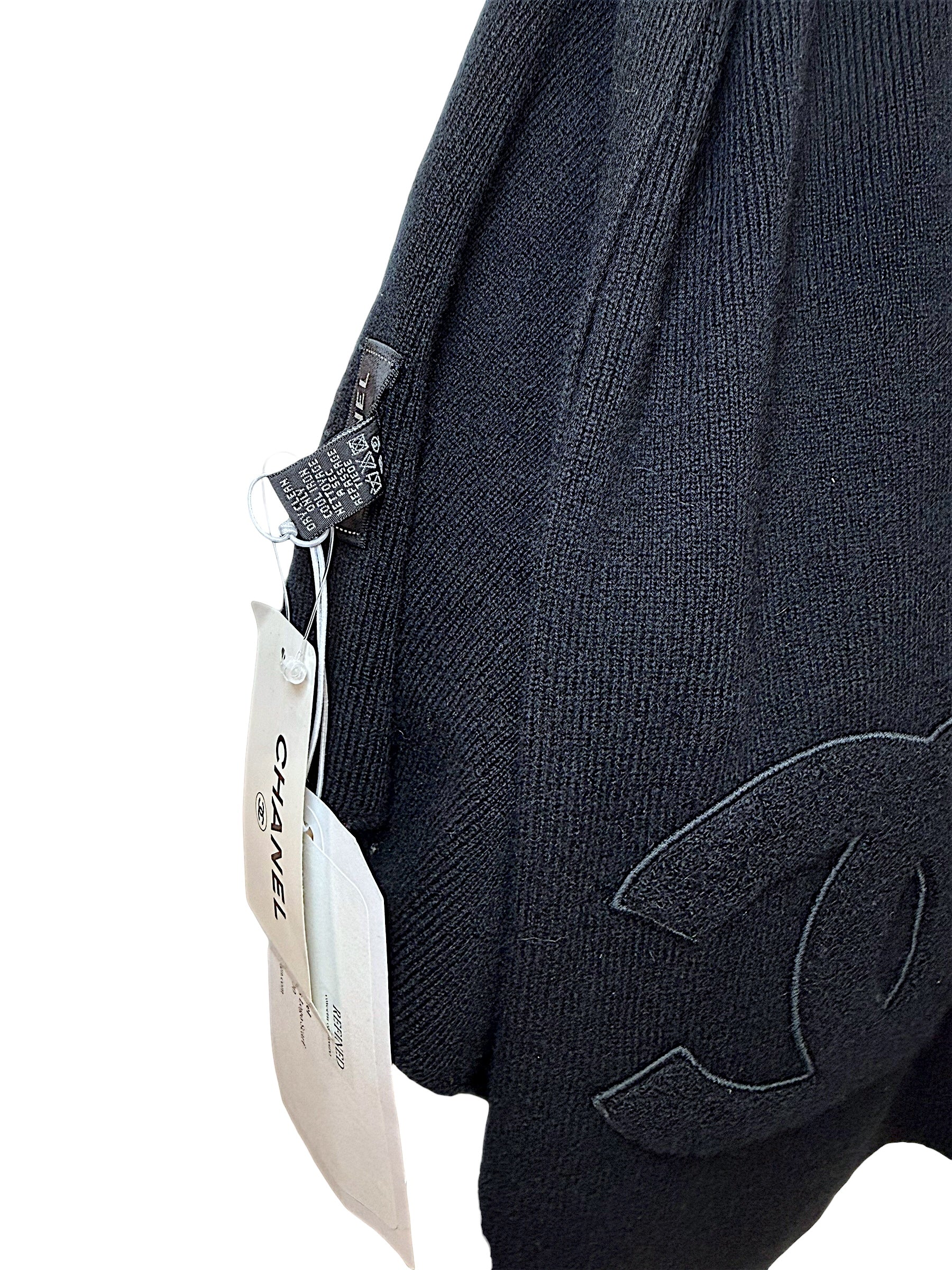 Chanel Black Cashmere Logo Scarf Wrap | Oversized CC Shawl Made in Italy (NWT)