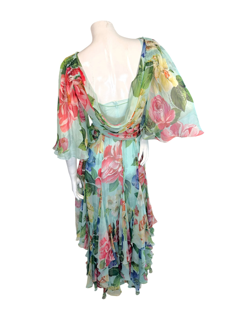 Dolce & Gabbana Spring Summer 2008 Silk Floral Chiffon Gown IT40