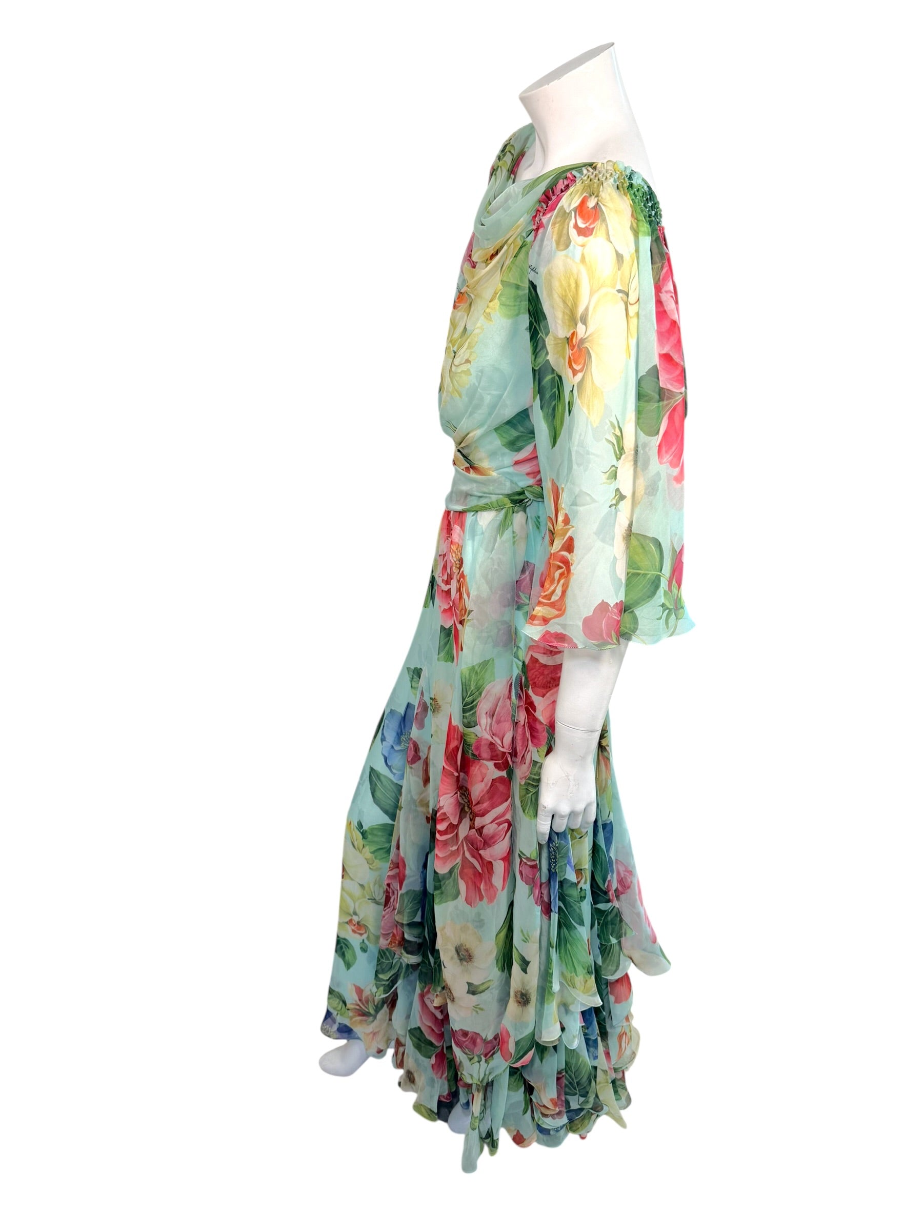 Dolce & Gabbana Spring Summer 2008 Silk Floral Chiffon Gown IT40