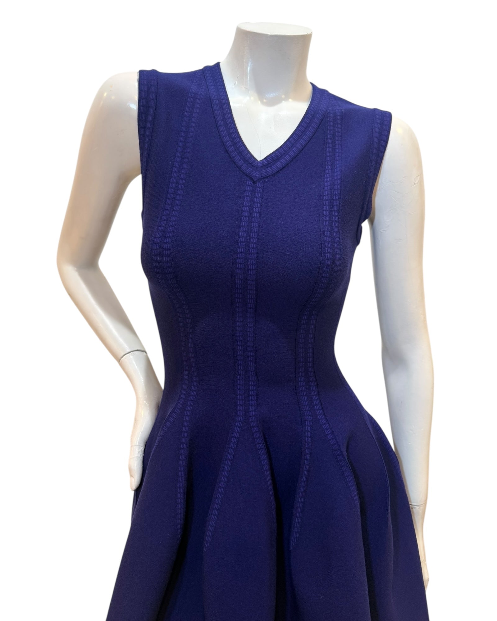 Alaïa Sculpted Knit Dress & Cropped Cardigan Set Blue IT 38 /40