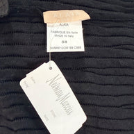 Alaïa Black Ribbed Knit Dress with Sculptural Ruffle Skirt | Size FR 38