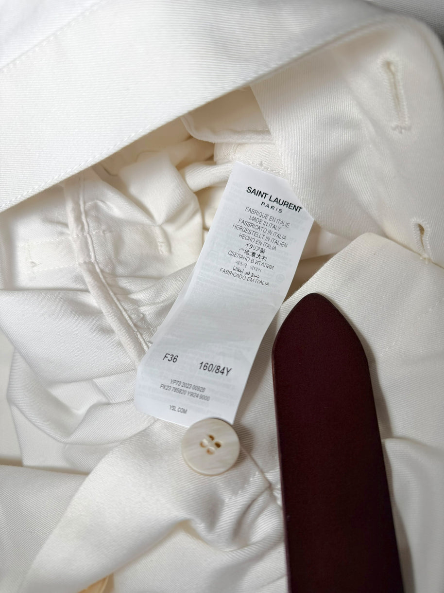 SAINT LAURENT 2023 White Utility Jumpsuit FR 36 NWT