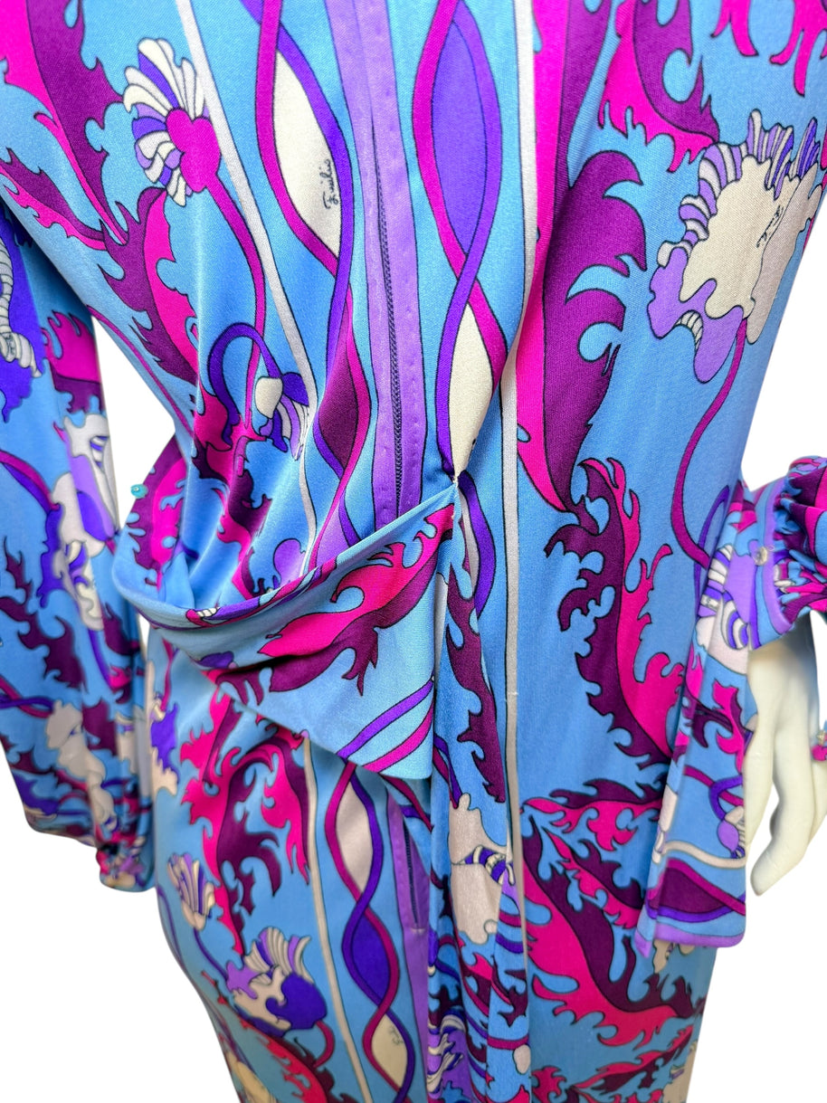 Vintage Emilio Pucci Psychedelic Print Long Sleeve Midi Dress | 1960s–1970s Italy