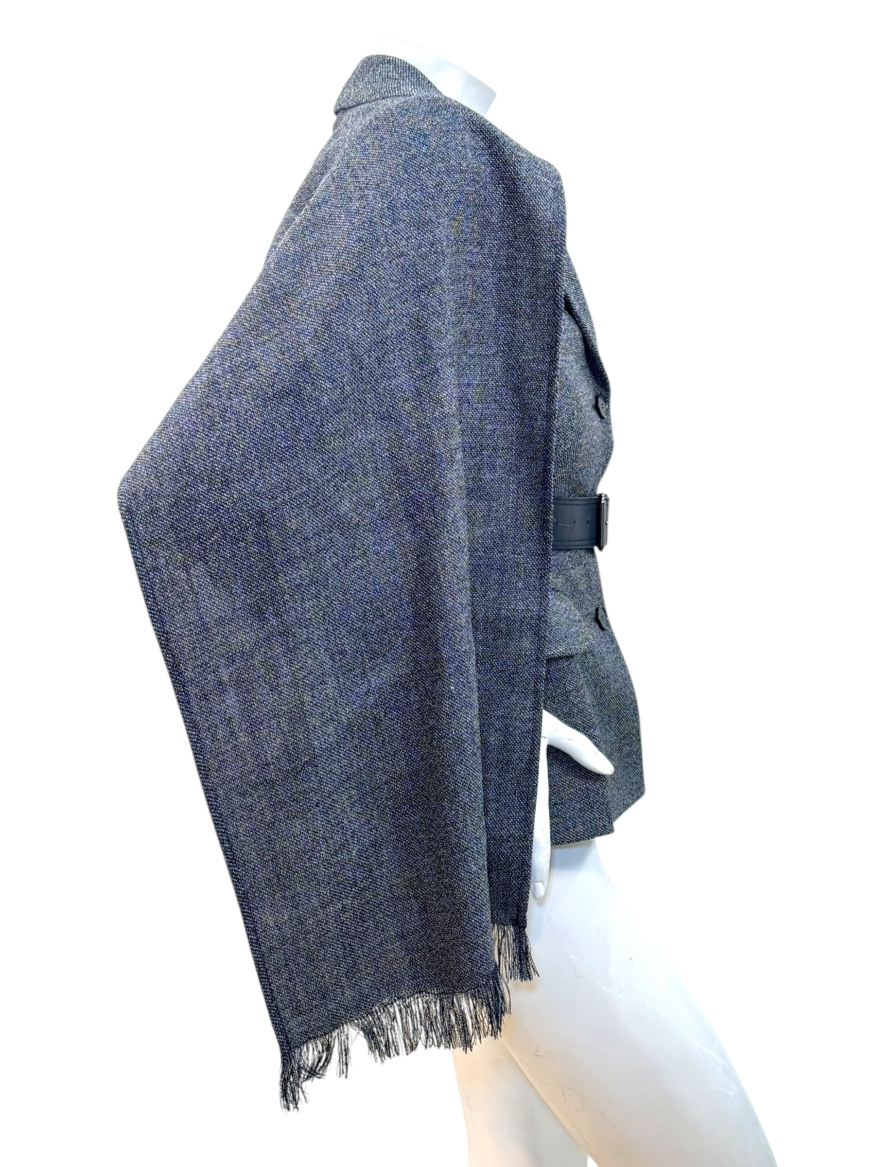 Christian Dior SS2011 3-Piece Wool Blazer, Removable Cape & Logo Belt Set FR36 | Galliano Era