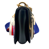 Gucci Queen Margaret Bee Tricolor Shoulder Bag White Red Navy Leather