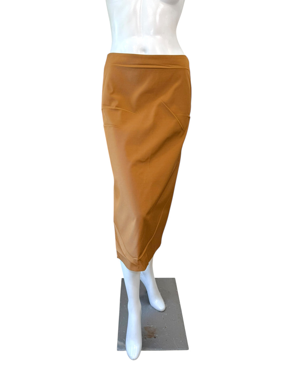 Prada SS2023 Camel Jacket & Pencil Skirt Set IT 38 | Sculpted Made in Italy