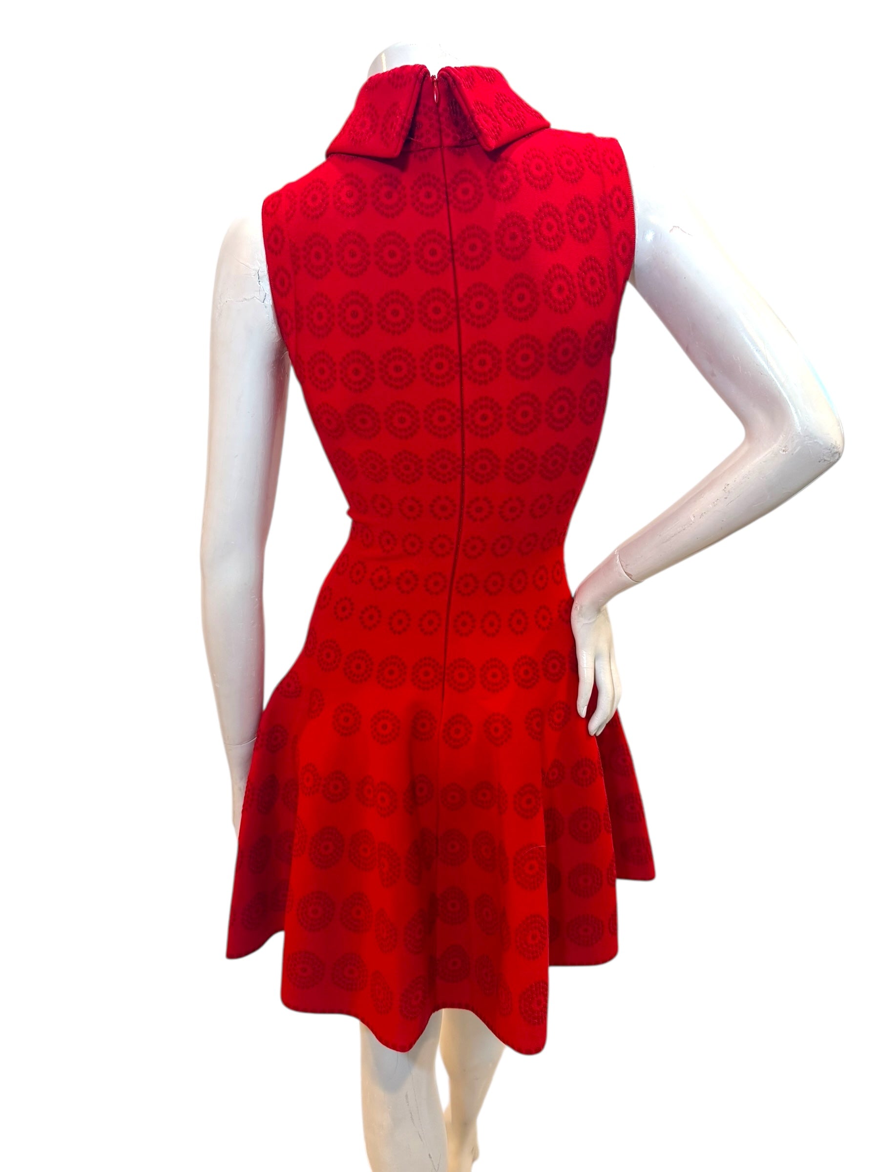 Alaïa Red Jacquard Knit Fit & Flare Dress – Spring/Summer 2017 IT 38