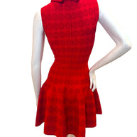 Alaïa Red Jacquard Knit Fit & Flare Dress – Spring/Summer 2017 IT 38