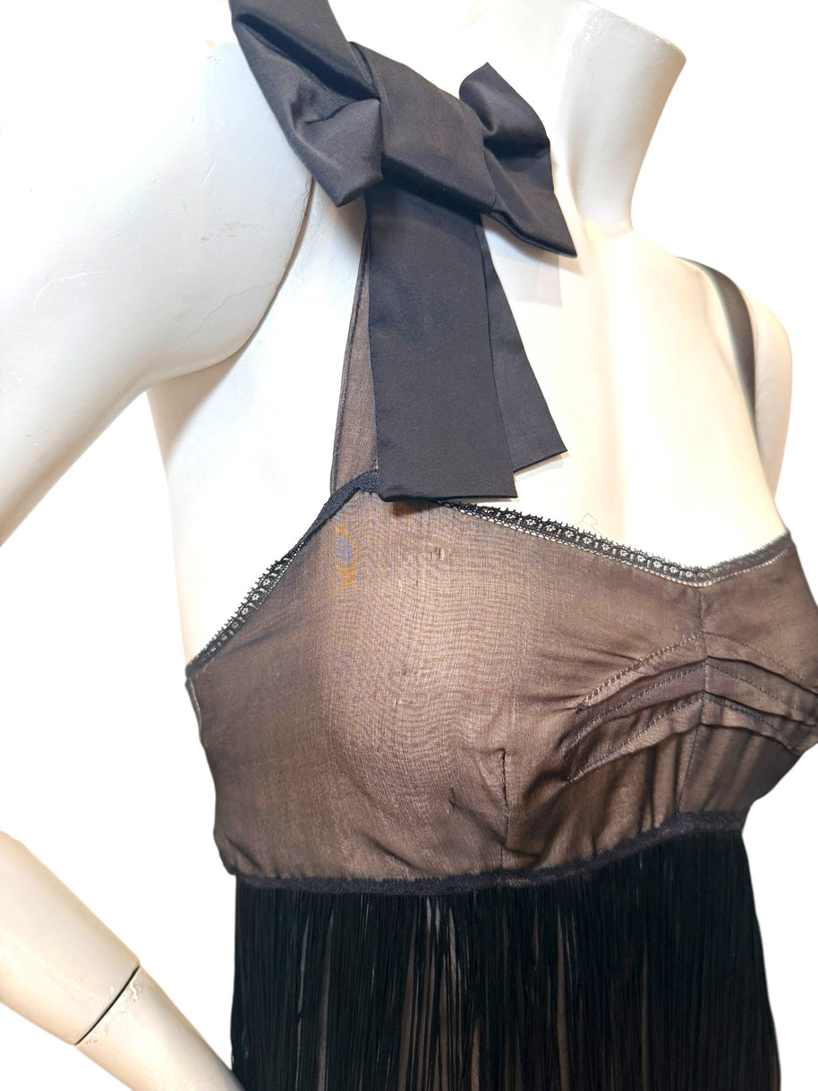 Dolce & Gabbana Sheer Silk Bow Strap Dress Early 2000s IT 44
