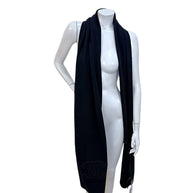 Chanel Black Cashmere Logo Scarf Wrap | Oversized CC Shawl Made in Italy (NWT)