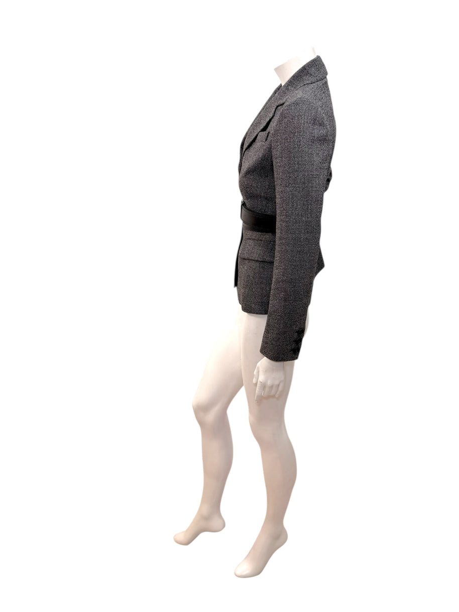 Christian Dior SS2011 3-Piece Wool Blazer, Removable Cape & Logo Belt Set FR36 | Galliano Era