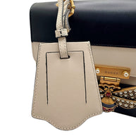 Gucci Queen Margaret Bee Tricolor Shoulder Bag White Red Navy Leather