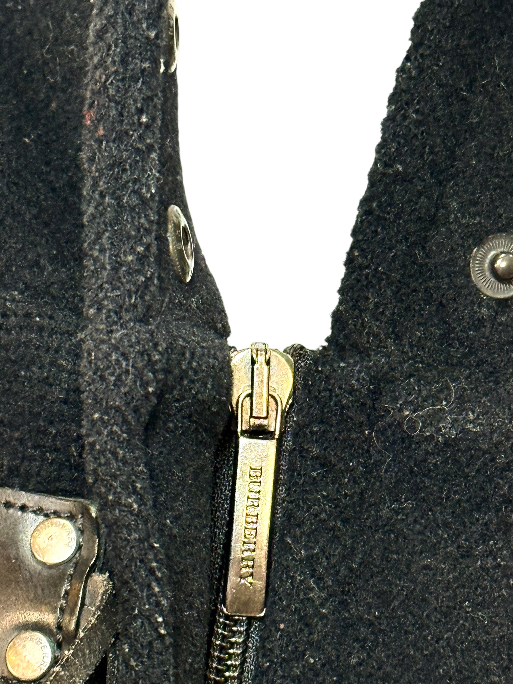 Burberry Black Wool Duffle Jacket with Hood Made in England (Early 2000s) S