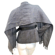 Christian Dior SS2011 3-Piece Wool Blazer, Removable Cape & Logo Belt Set FR36 | Galliano Era