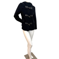 Burberry Black Wool Duffle Jacket with Hood Made in England (Early 2000s) S