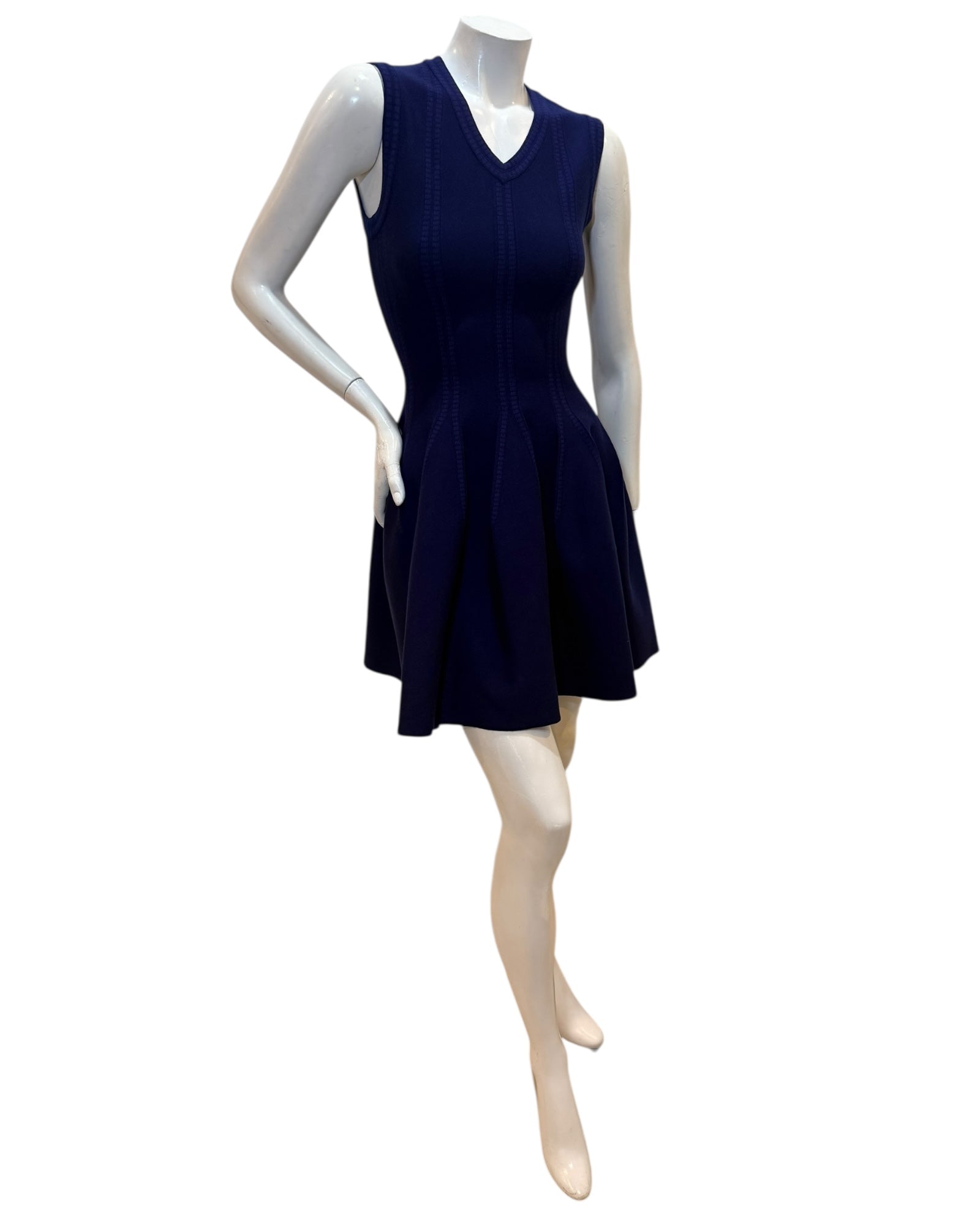 Alaïa Sculpted Knit Dress & Cropped Cardigan Set Blue IT 38 /40