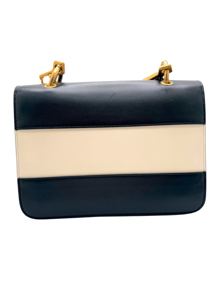 Gucci Queen Margaret Bee Tricolor Shoulder Bag White Red Navy Leather