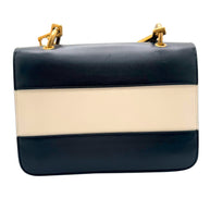 Gucci Queen Margaret Bee Tricolor Shoulder Bag White Red Navy Leather