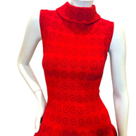 Alaïa Red Jacquard Knit Fit & Flare Dress – Spring/Summer 2017 IT 38