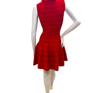 Alaïa Red Jacquard Knit Fit & Flare Dress – Spring/Summer 2017 IT 38