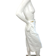 Celine White Cotton Denim Culotte Shorts Gold Hardware 28