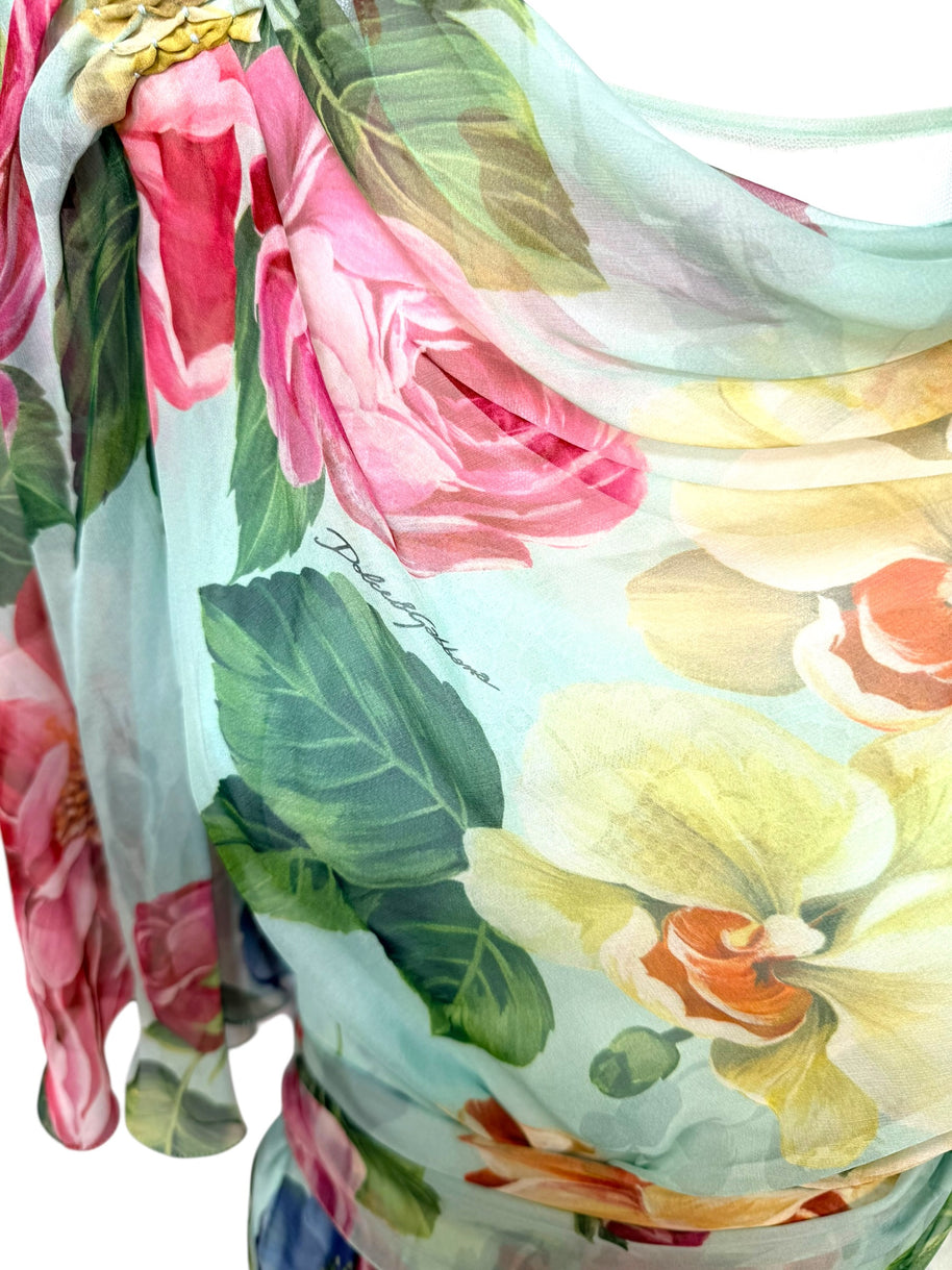 Dolce & Gabbana Spring Summer 2008 Silk Floral Chiffon Gown IT40