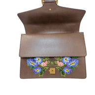 Gucci Dionysus Embroidered Floral Leather Shoulder Bag Taupe Web Stripe