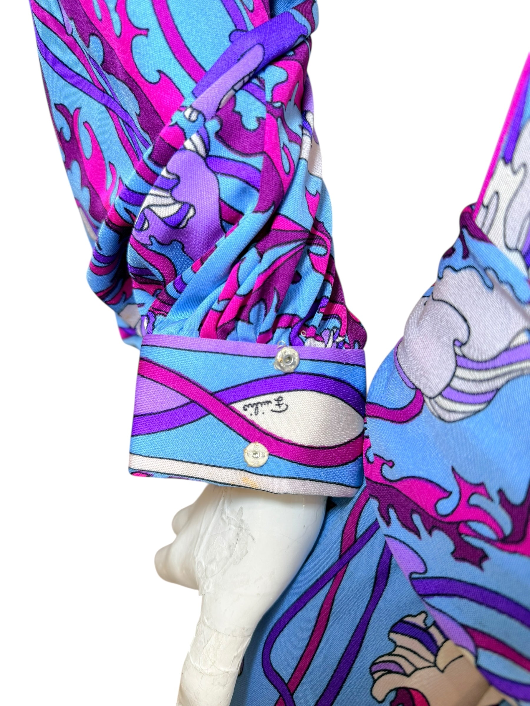 Vintage Emilio Pucci Psychedelic Print Long Sleeve Midi Dress | 1960s–1970s Italy