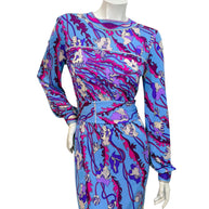 Vintage Emilio Pucci Psychedelic Print Long Sleeve Midi Dress | 1960s–1970s Italy